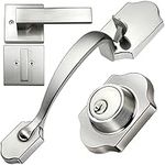 Front Door HandleSet, Entry Door Handle and Deadbolt Lock Set with Exterior Door Handle and Interior Level for Right and Left Handed Sided Doors Heavy Duty (Satin Nickel)