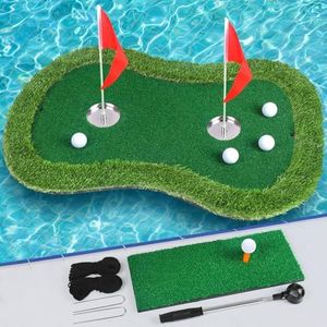 Chriiena Floating Golf Green for Pool/Lake, Floating Chipping Mat with Ball Retriever & Anti-Drift Ropes - Stable Golf Putting Practice Game Set for Golfers (47.2x31.5in)