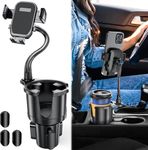 Zykaar Cup Holder Phone Mount for Car, 2 in 1 Adjustable Cup Holder Expander with 360° Rotation Holder Cell Phone Holder for Car Compatible with iPhone All Smartphones|Universal Cup Holder Adapter|