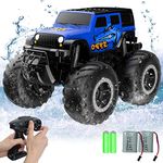 STEMTRON Amphibious Remote Control Car Toys for Boys 2.4 GHz All Terrain Off-Road RC Car Waterproof RC Truck Kids Pool Toys Remote Control Boat Toys for Kids Boys(Blue)