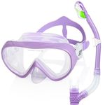 Kids Snorkel Set, Child Diving Mask Anti-Fog Swimming Goggles Dry Snorkel Children Snorkeling Swimming Gear for Youth Boys Girls Age 4-14 (Purple Set)