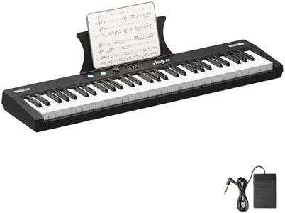 61 Key Keyboard Piano, Protable Electric Semi-Weighted Piano Keyboard for Beginner/Professional, With Power Supply, Built In Speakers, Pedal, Perfect for Birthday or Christmas(without stand)