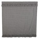 VHC Brands Annie Buffalo Check Cotton Farmhouse Bath Rod Pocket Button Holes Hooks Shower Curtain, Black Country