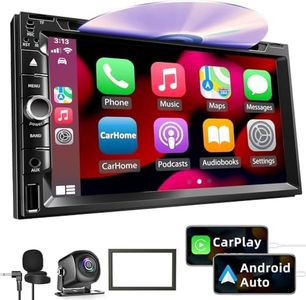 Double Din Car Stereo with CD/DVD Player, 7-Inch Touch Screen, Bluetooth 5.2, CarPlay/Android Auto, Backup Camera, USB/TF Card Slots, FM Radio, AUX Input