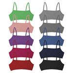 Andrew Scott Girls Cotton Stretch Cropped Cami Training Bra | Pack of 10, 10 Pack- Black With Grab Bag Assorted Colors, Medium