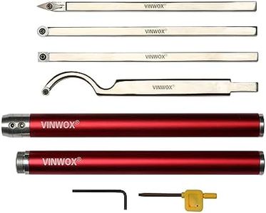 VINWOX 8 PCS Carbide Wood Lathe Turning Tool Set, Carbide Lathe Turning Tool, Including Swan Neck Hollower, Rougher, Finisher, Detailer, Pen Turning tools, Aluminum Alloy Handles from 14" to 29"