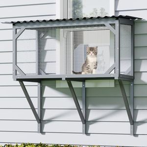 Cat Window Box, Catio Outdoor Cat Enclosure Window, Cat Window Perch for Sunbathing, Napping, Overlooking, Cat Window Hammock for Safely Enjoying Outdoor Sights, All Weather Use