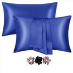 Pillow Cover RYLAN Satin Silk Pillow Cover for Hair and Skin 2 Piece with 3 Piece |Silk Pillow Covers with Envelope Closure end Design|Silk Pillow Cases 600 TC (Blue)