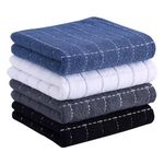 smiry 100% Cotton Terry Kitchen Towels, 4 Pack Ultra Soft and Absorbent Cleaning Dish Cloths, 13 x 28 inches Checkered Designed Non-fluffing Quick Drying Dish Towels and Tea Towels, Mixed Color