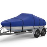 RVMasking 1200D Full Heavy Duty Boat Cover, 22-24ft Waterproof Trailerable Heavy Duty Marine Grade Bass Boat Cover, Fits Tri-Hull, V-Hull, Runabout, Fishing Boat, Blue