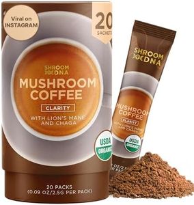 ShroomDNA Mushroom Coffee Blend with Chaga & Lion's Mane | Instant Focus + Clarity All Day | Organic + Vegan + Gluten Free | No Added Sugar | 20 Count