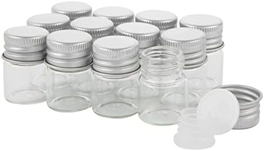 5ml Glass Vials with Screw Caps and Plastic Stoppers, Small Clear Liquid Sample Vial, Leak-Proof Vial, 12PCS