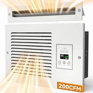 SUPROCKY Room to Room Air Transfer Fan, Through Wall Exhaust Fan with Intelligent Programmed Air Exchange System, Hardwired, 3-Speed, with Temperature Sensor, 200CFM, RTR140