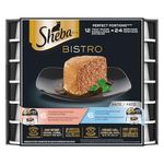 SHEBA Bistro Perfect PORTIONS Cat Food Wet Adult, Paté Gourmet Salmon & Chicken and Savoury Salmon & Tuna Entrée Variety Pack, (12) 75g Trays