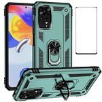 for Xiaomi redmi Note 11 Pro 4G/5G Case with Screen Protector,Slim Fit Military Protection Shockproof Armor Defender Protective Back Cover Phone Case for Redmi Note 11 pro Plus 5G (6.67'') (Green)