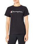 Champion Women's T-Shirt, Classic Tee, Comfortable T-Shirt for Women, Script, Black Script, Large