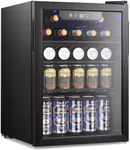 Joy Pebble Beverage Refrigerator Cooler,95 Can Mini Fridge with Glass Door for Beer Soda Wine, Small Drink Fridge with Adjustable Thermostat, Beverage Fridge for Bar Home Office,2.6Cu.Ft