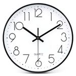 jomparis Small Wall Clock 8 Inch Black Wall Clocks Silent Non-Ticking for Bedroom Bathroom Kitchen