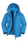 Mountain Warehouse Fell Kids 3 in 1 Jacket - Water-Resistant Triclimate Raincoat, Detachable Inner Coat & Packaway Hood - For, Walking, Hiking & Outdoors Cobalt 11-12 Years