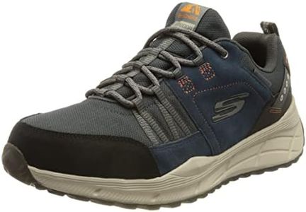 Skechers Men's Equalizer 4.0 Trail Kandala Sneaker, Navy Leather Mesh Synthetic Orange Trim, 10 US