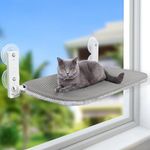 Sunhoo Cat Window Hammock Perch Cordless Seat Windowsill Ledge Sofa Bed Foldable Shelves with Sturdy Suction Cup for Large Cats Pet Kitten Hold Up to 55lbs Reversible Mat Lit Pour Chat