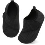JIASUQI Toddler Water Shoes Boys Girls Quick Dry Beach Shoes Barefoot Swim Aqua Socks Kids Non-Slip Water Socks(Black,5.5-6 UK Size)