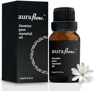 AURAFLOW [AUSTRALIAN OWNED SMALL BUSINESS] 15ml Premium Jasmine 100% Pure Plant Based Essential Botanical Oil 15ml for Aromatherapy, Yoga, Zen, Sleep, Relax, No Stress, Essential Oil for Diffuser, Skin, Face, Hair & Perfume (Jasmine)