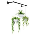 Bamworld Plant Hanger Indoor Hanging Plant Holder for Indoor Plants for Window Ceiling Floating Black Metal Rod for Garden Wall Decor for Living Room Kitchen (Pot & Plant Not Included)