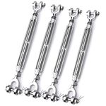 hannger 4Pcs 1/4 Turnbuckle M6 304 Stainless Steel Turnbuckle, 1600 lbs Working Load Limit, Jaw and Jaw Turnbuckle for Cable Wire Rope Tension, Zipline, Shade Sail