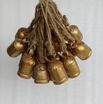 ONLINECRAFT Set of 20pc Harmony Cow Bells Vintage Handmade Rustic Lucky Christmas Hanging Decor Bells On Rope Set of 20 pc (Size 2 inch Each Bell)