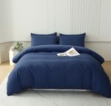 Houseri Navy Blue Comforter Queen Size Dark Blue Bedding Comforter Sets Queen Men Boys Solid Navy Comforter Queen Women Girls Deep Blue Bedding Classic Soft Navy Queen Bed Comforter Quilt Blanket Full