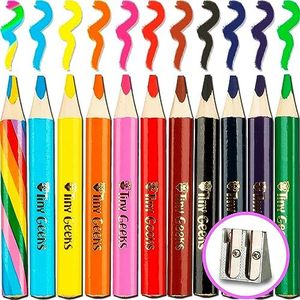 TinyGeeks Crayons de couleur Jumbo - NOUVEAUTÉ 2024 Crayons de Couleurs Enfant & Crayon Arc-en-ciel + Taille-Crayon + Parfait pour les Jeunes Écoliers + Recommandés par les Professeurs
