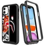 iPhone 11 Case, Street Fashion Design iPhone 11 Cases for Boys Girls Dual Layer Shockproof Rugged Cover Soft TPU + Hard PC Bumper Full-Body Cool Camo Case for iPhone 11 (6.1 inch) - Tiger and Shark