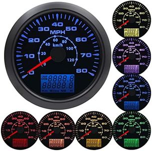 KAOLALI 85mm GPS Speedometer Gauge 0-120KM/H 0-80MPH Speed Odometer Gauge Boat MPH Speedometer 8 Colors Backlight for Motorcycle Car Truck with ODO COG Trip 9-32V