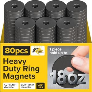 Ferrite Ring Magnets with Holes - OD31mmxID9.5mmx4.75mm, Round Disc Donut Magnets - Circle Hole Magnets - Perfect Ceramic Circular Magnets for Projects