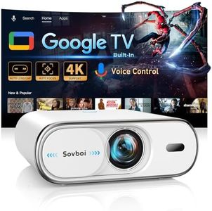 Outdoor Projector Compatible with Google TV|Voice Control|Auto Lens Cap&4D Keystone|Auto Focus|1500 ANSI Portable Projector 4K with WiFi and Bluetooth, Sovboi Smart Proyector for Netflix Home Theater
