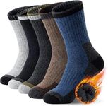 SIMIYA 5 Pairs Merino Wool Socks Hiking Warm Thermal Thick Socks for Cold Winter Wicking Cushioned Men & Women Size 7-13