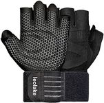 Medium Ventilated Weight Lifting Gym Workout Gloves Full Finger with Wrist Wrap Support for Men & Women, Full Palm Protection, for Weightlifting, Training, Fitness, Hanging, Pull ups