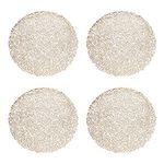 GLOBALDREAM Placemats, 4pcs Hollowed-Out Round Place Mats Metallic Round Place mat Laminated Vinyl Dining Table Decorative Non-Slip Table Placemat PVC Insulation Pads Mats(Gold, 38cm)