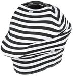 KissKiss HugHug® Cover Me Multi-Use Baby Car Seat Cover, Nursing Cover for Privacy, Highchair Cover, Trolley Cover, Pram Cover (Black Stripe) Perfect for Baby Shower