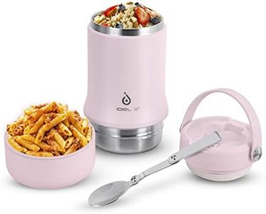 Ideus 20 oz Insulated Soup Thermo with Foldable Spolk and Bowl, All-in-one Stainless Steel Vacuum Thermal Food Jar for Lunch, Leakproof Bento Lunchbox Portable Soup Container (Light Pink)
