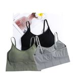 Acnos Black Green Grey Women Cotton Padded Wire Free Sports Bra Fitness Yoga Gymwear Fashionable Lifestyle Outdoor Life Free Size Pack of 3