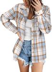 Zeagoo Flannels for Women Shacket Jacket Button Down Plaid Flannel Shirts 2024 Fall Pliad Jacket