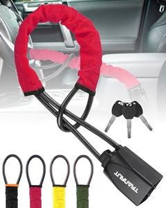 Turnart Steering Wheel Lock Universal Fit Most Vehicles with Seat Belt Buckles Sturdy Lock for Car Truck SUV Van Security with 3 Keys (Red)