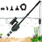 AQQA Aquarium Gravel Cleaner,6-in-1 Adjustable Fish Tank cleaner,34W Aquarium Sand Cleaning Kit,Adjustable Water Flow Fish Tank Vacuum Gravel Cleaner for Change Water Wash Sand Water Filter