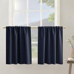 PANELSBURG Navy Blue RV Camper Small Curtains for Travel Trailers, Set 2 Panels Rod Pocket Room Darkening Blackout Dark Cafe Tier Short 36 Inch Length Bathroom Kitchen Bunk Bedroom, W 42 x L