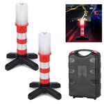 LED Emergency Lights, 2 Pack Roadside Warning Flares Car Road Safety Lights, Flashing Road Safety Work Light with 3 Flashing Light Modes with Storage Case for Traffic Warnings/Roadblocks/Camping