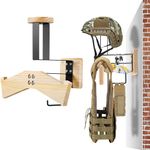 ohaayoo Tactical Gear Wall Mount with Hook, Helmet Holder Stand Jacket Hanger Plate Carrier Rack Display Organizer for Police Motorcycle Cycling Football Suit (Brown)