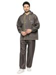 Citizen Seam Sealed Raincoat for Men with Adjustable In-Built Cap Hood, Waterproof Pant and Carry Pouch | Durable & Lightweight Poly Rubberized Rainsuit | Grey, 3XL