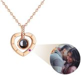 AVINVAN Photo Necklace 925 Sterling Silver Personalised Projection Necklace With Picture Inside Charm Customised Jewellery Heart Pendant Present For Women Mum Girls Wife Birthday, Sterling Silver